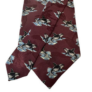Endangered Species Mens Necktie ORCAS, KILLER WHALES Deep Red Wildlife